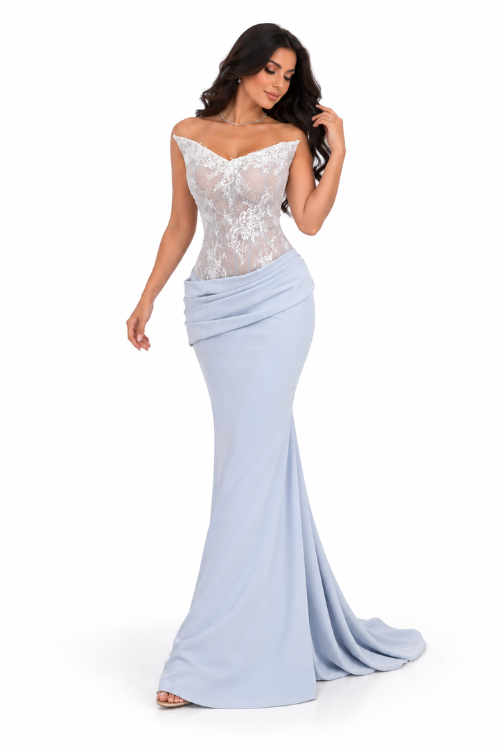 Lace Corset Gown - Silver