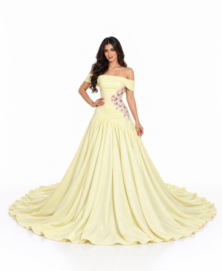 Floral Corset Gown - Buttercream