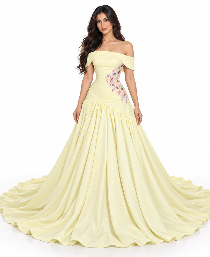 Floral Corset Gown - Buttercream