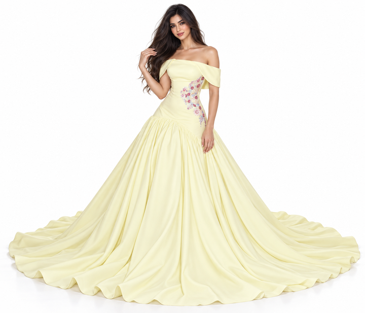 Floral Corset Gown - Buttercream