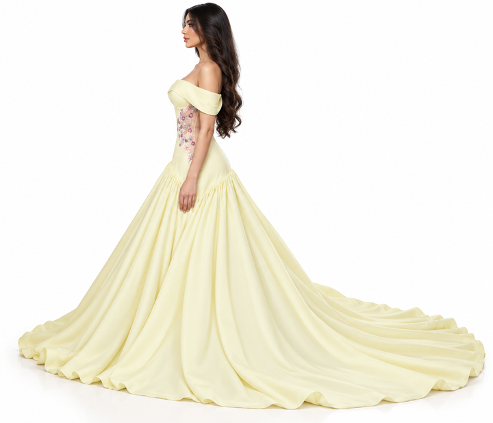 Floral Corset Gown - Buttercream