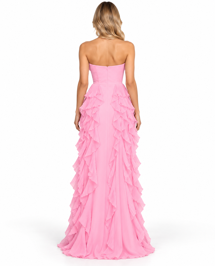 Ruffle Corset Gown - Rose