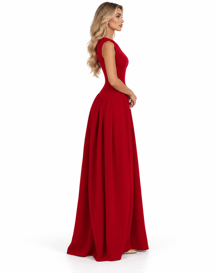 Asymmetric A-Line Gown - Ruby