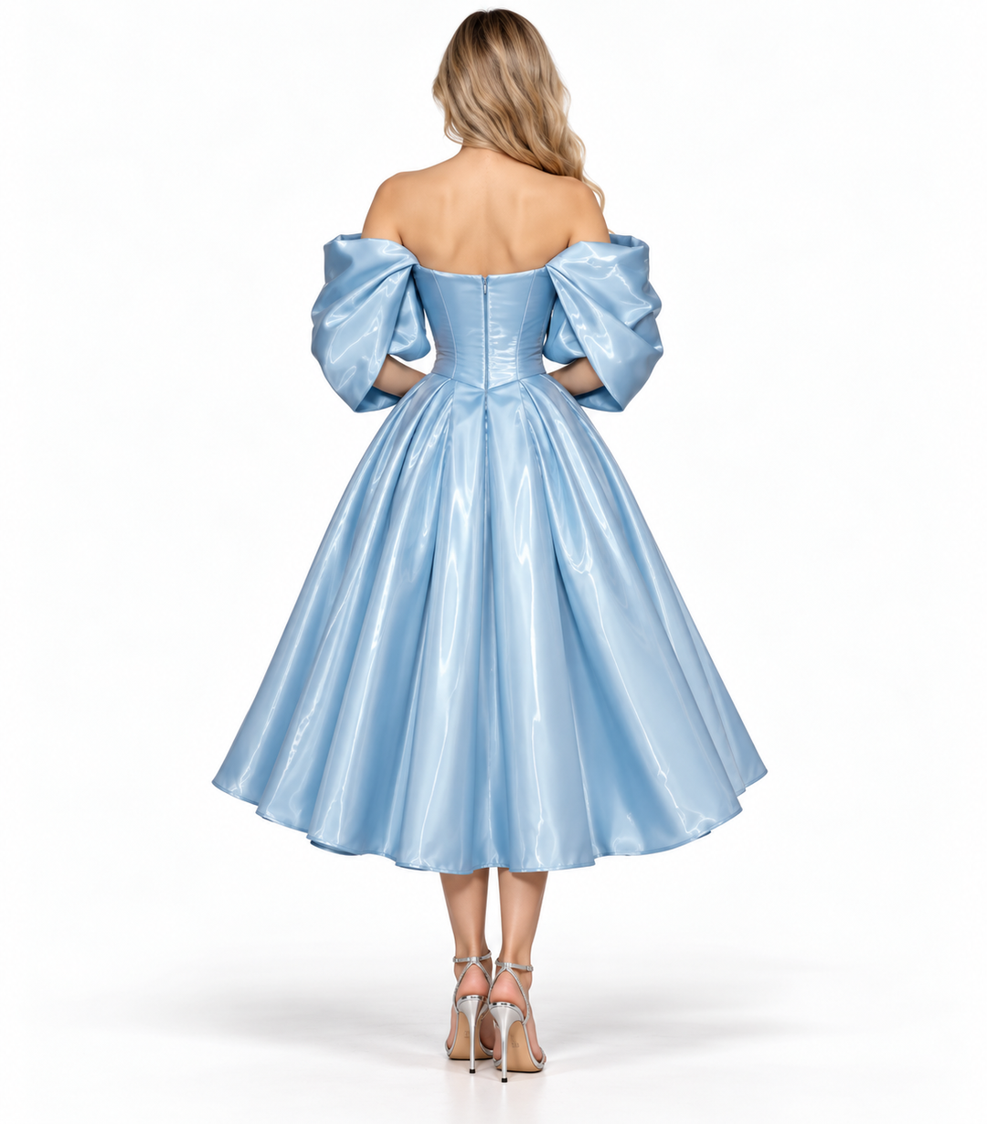 Sculpted Satin Midi - Iceblue