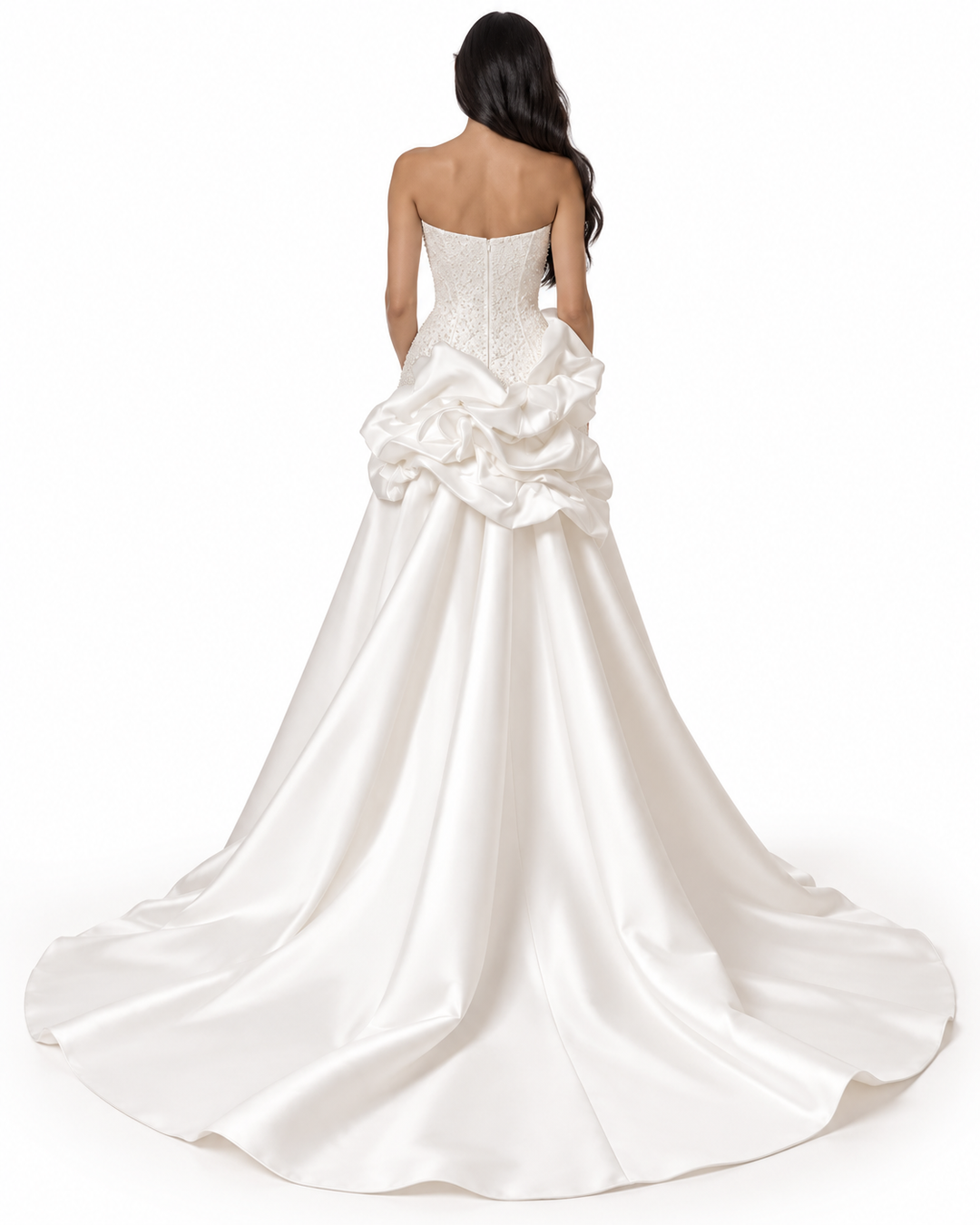 Sculpted Satin Gown - Pearl
