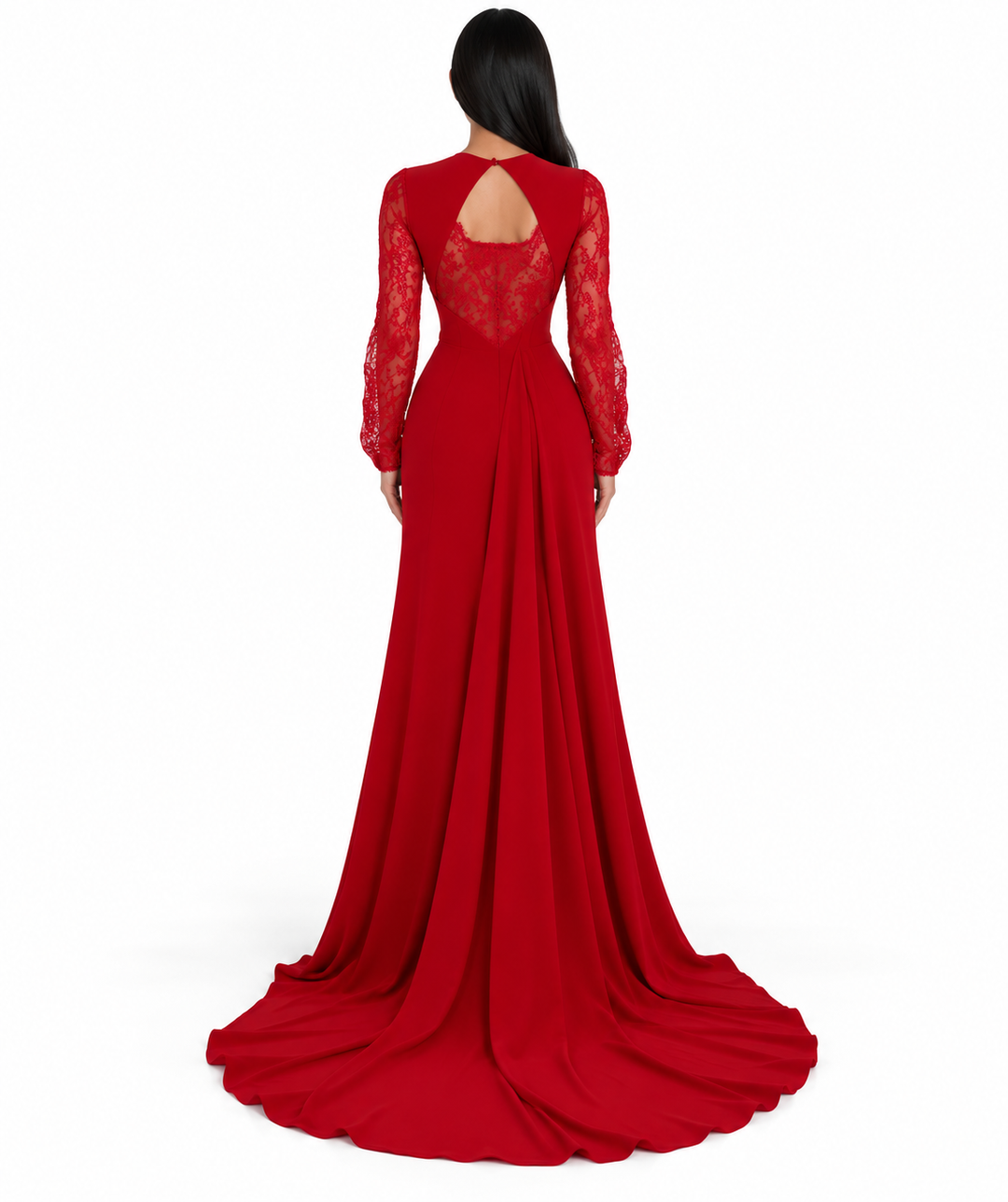Lace Cutout Gown - Ruby