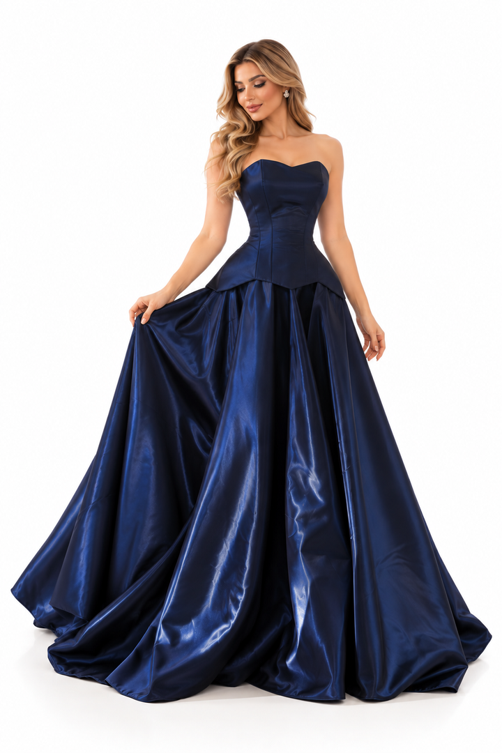 Corset Satin Gown - Midnight