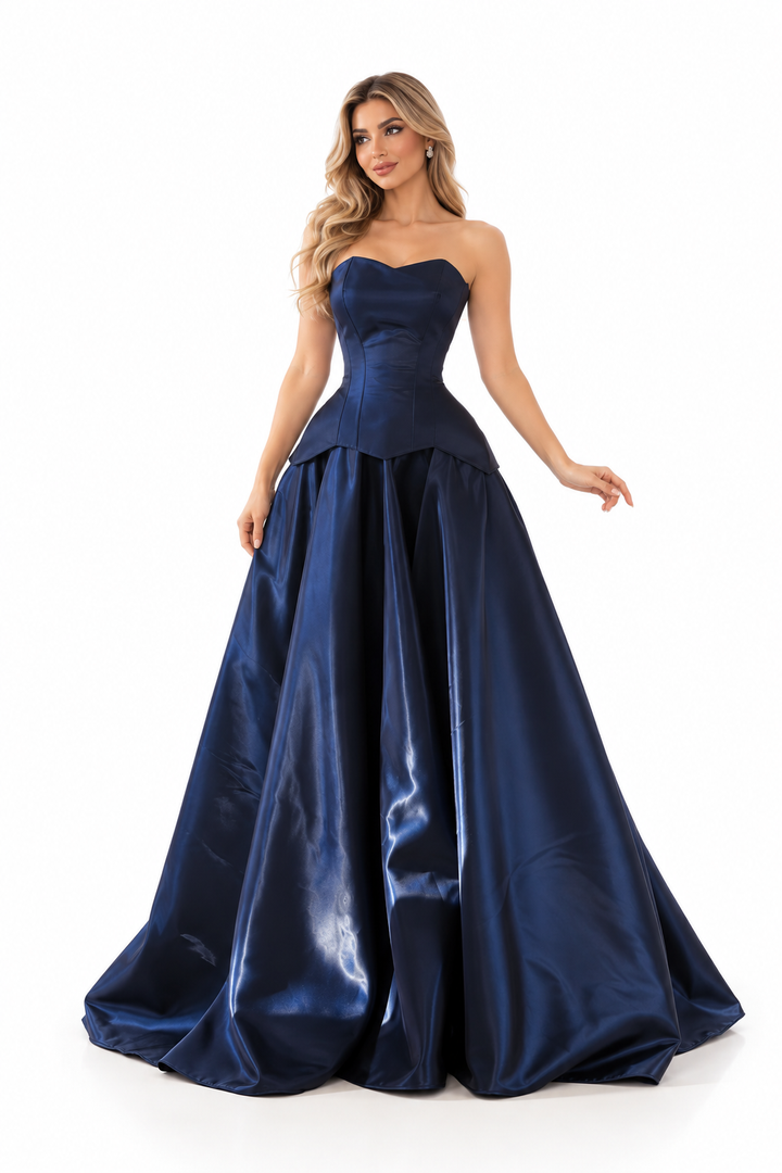Corset Satin Gown - Midnight