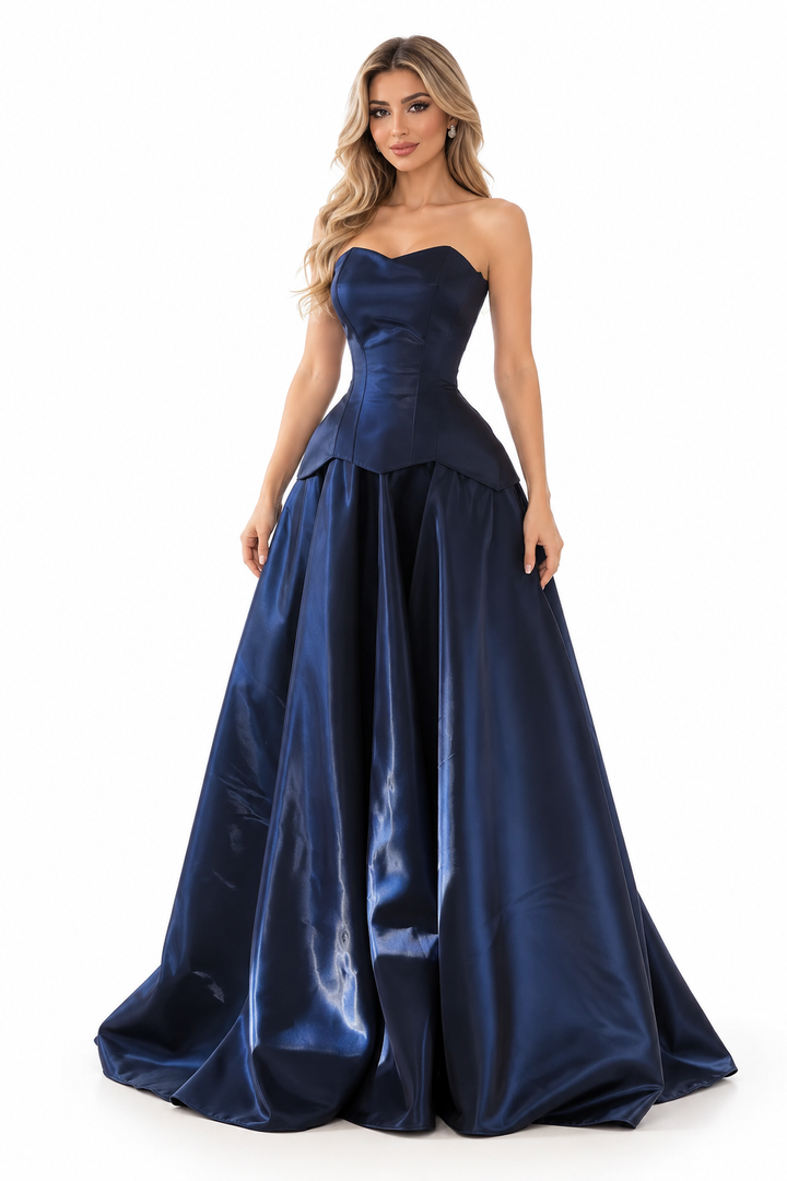 Corset Satin Gown - Midnight