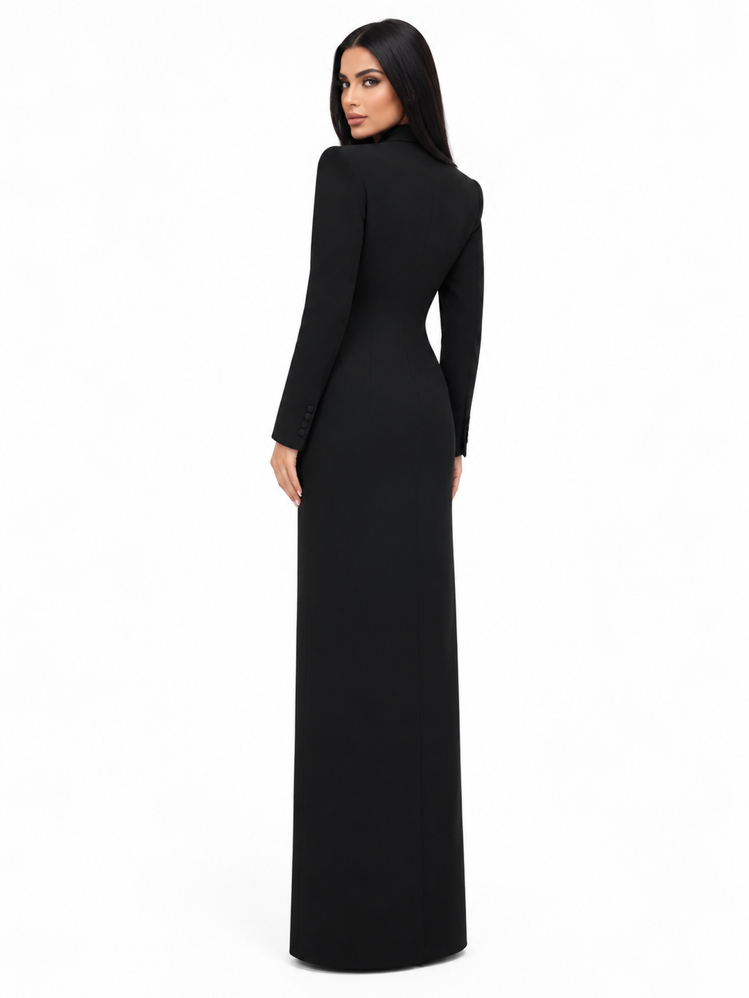 Deep V Tuxedo Maxi Dress - Valentina