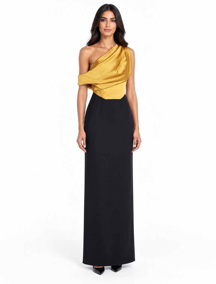 One-Shoulder Draped Maxi Dress - Solene