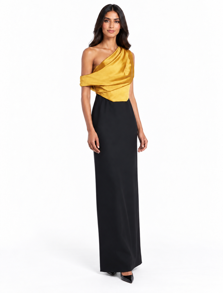 One-Shoulder Draped Maxi Dress - Solene