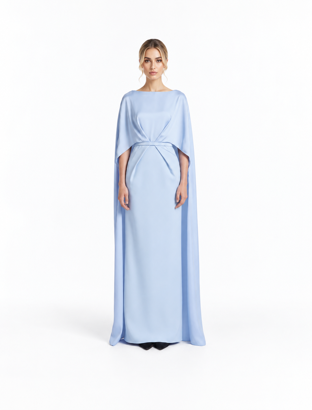 Cape Sleeve Belted Maxi Dress - Elara