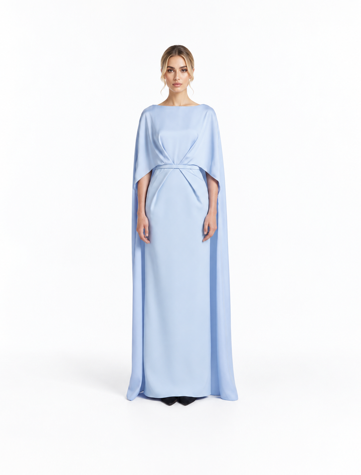 Cape Sleeve Belted Maxi Dress - Elara