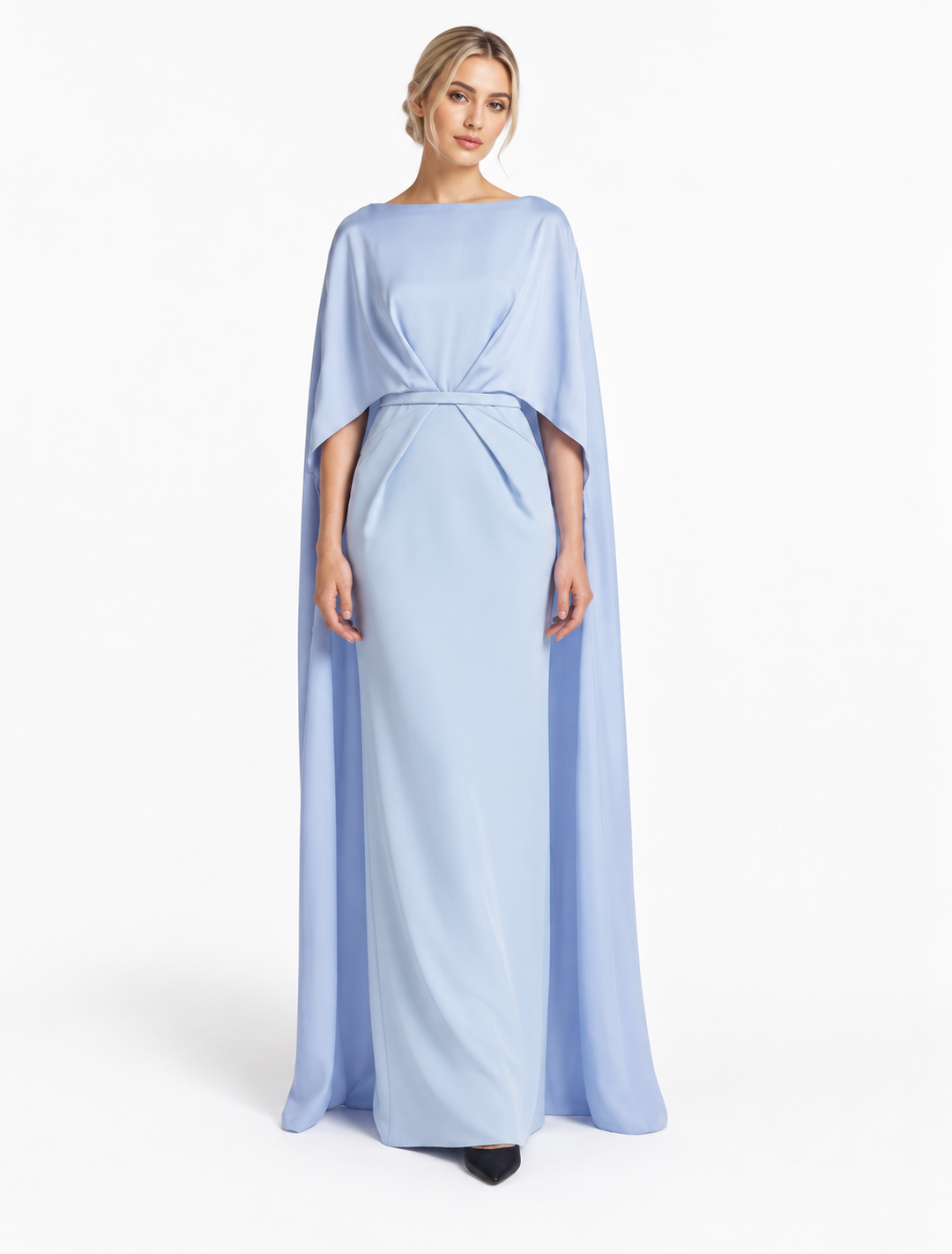 Cape Sleeve Belted Maxi Dress - Elara