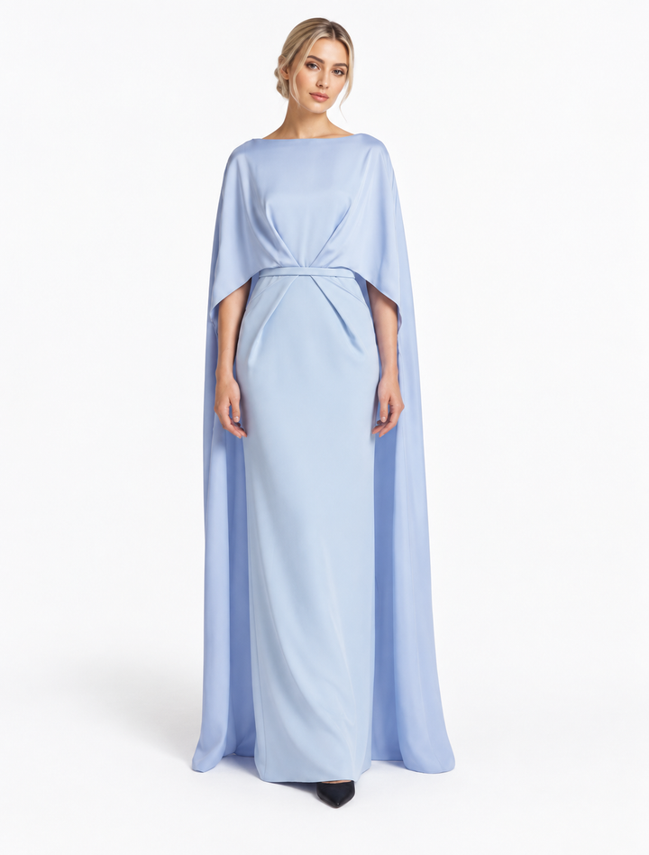 Cape Sleeve Belted Maxi Dress - Elara