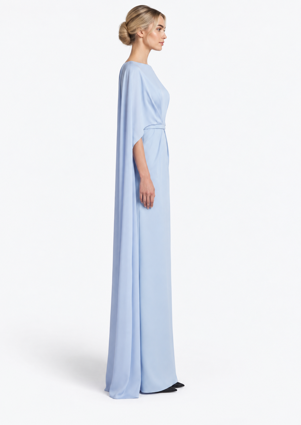 Cape Sleeve Belted Maxi Dress - Elara