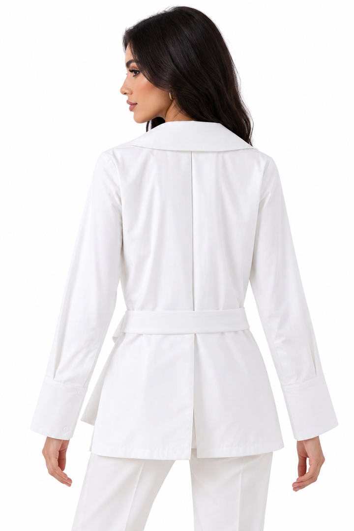 Asymmetric Wrap Belted Shirt - Alessa