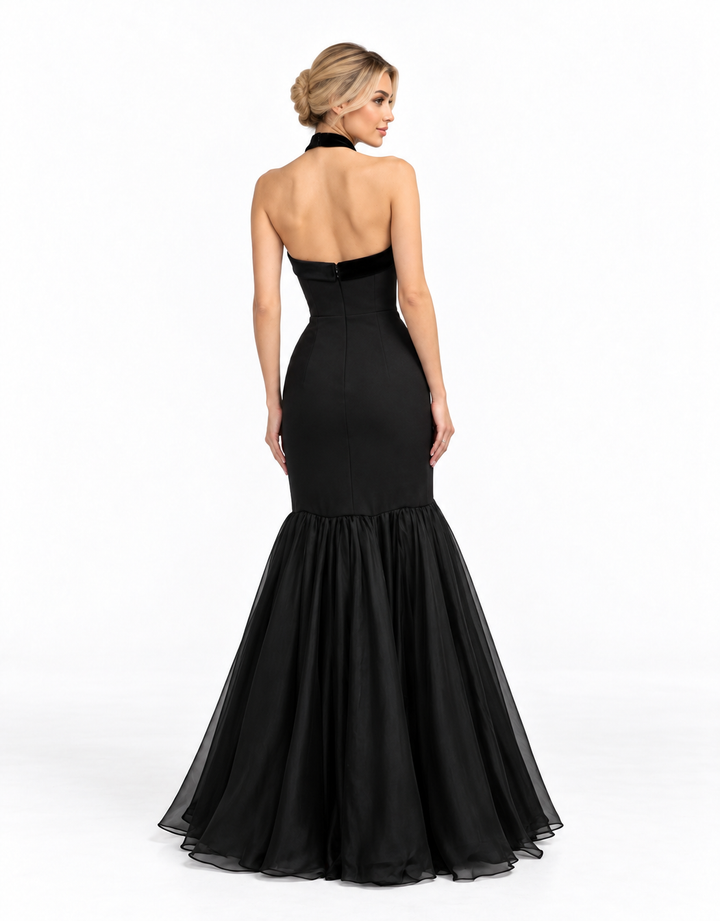 Bow Halter Mermaid Maxi Dress - Evelina
