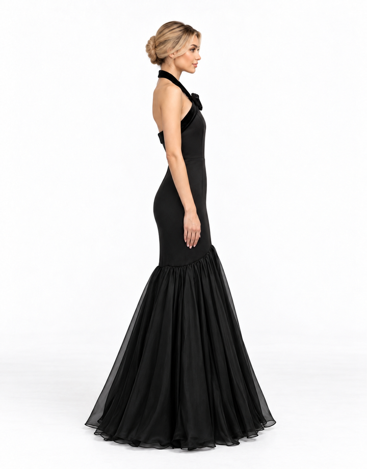 Bow Halter Mermaid Maxi Dress - Evelina