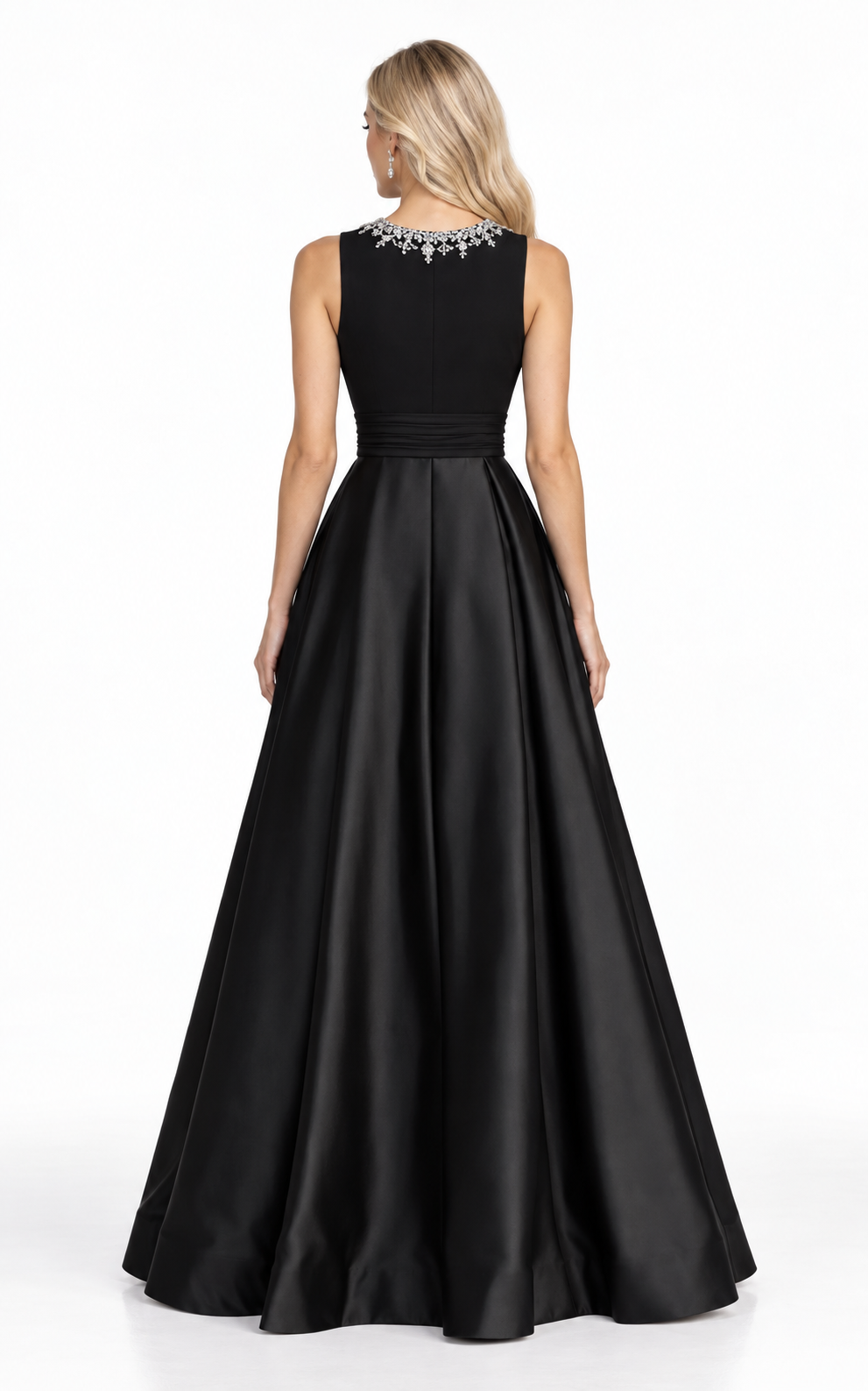 Embellished Neck Satin Ball Gown - Celestine