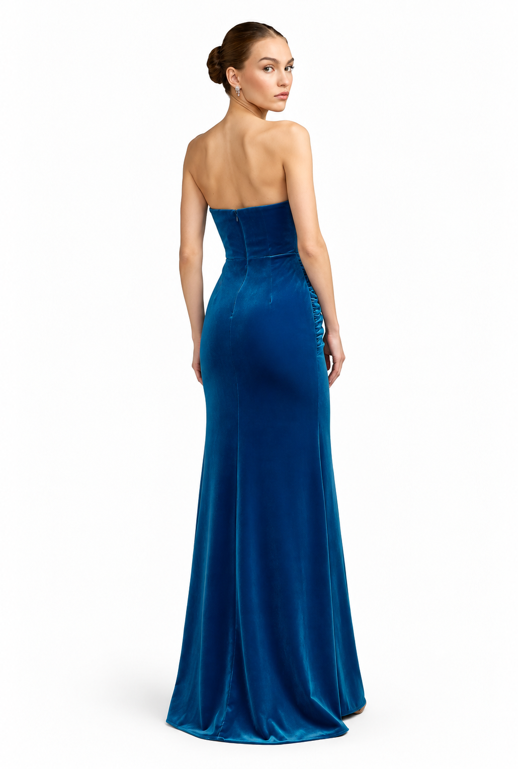 Strapless Draped Velvet Maxi Dress - Adriana