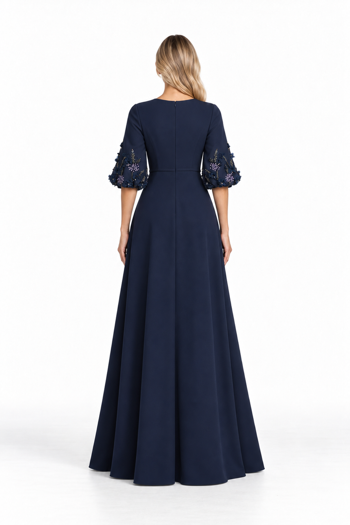 Embellished Puff Sleeve Maxi Dress - Arabella