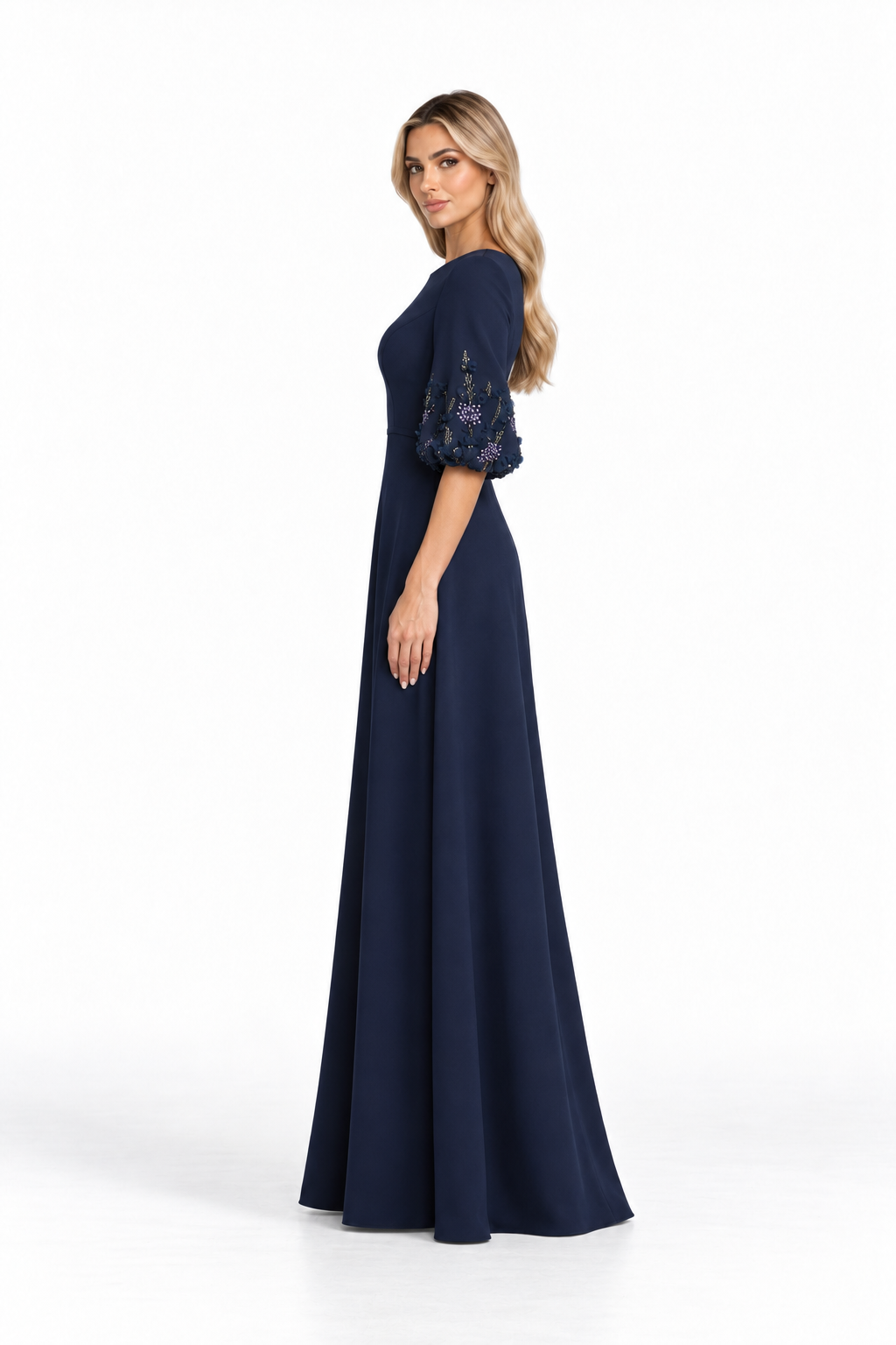 Embellished Puff Sleeve Maxi Dress - Arabella