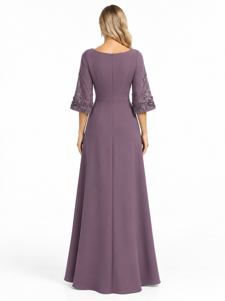 Embellished Sleeve Maxi Gown - Mauve