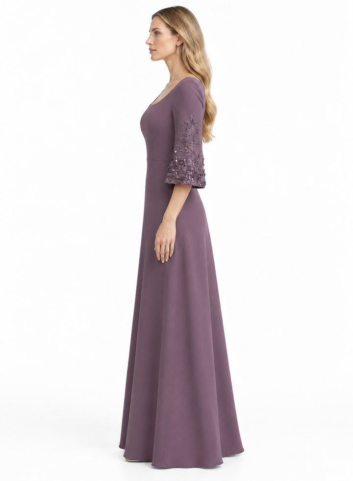 Embellished Sleeve Maxi Gown - Mauve