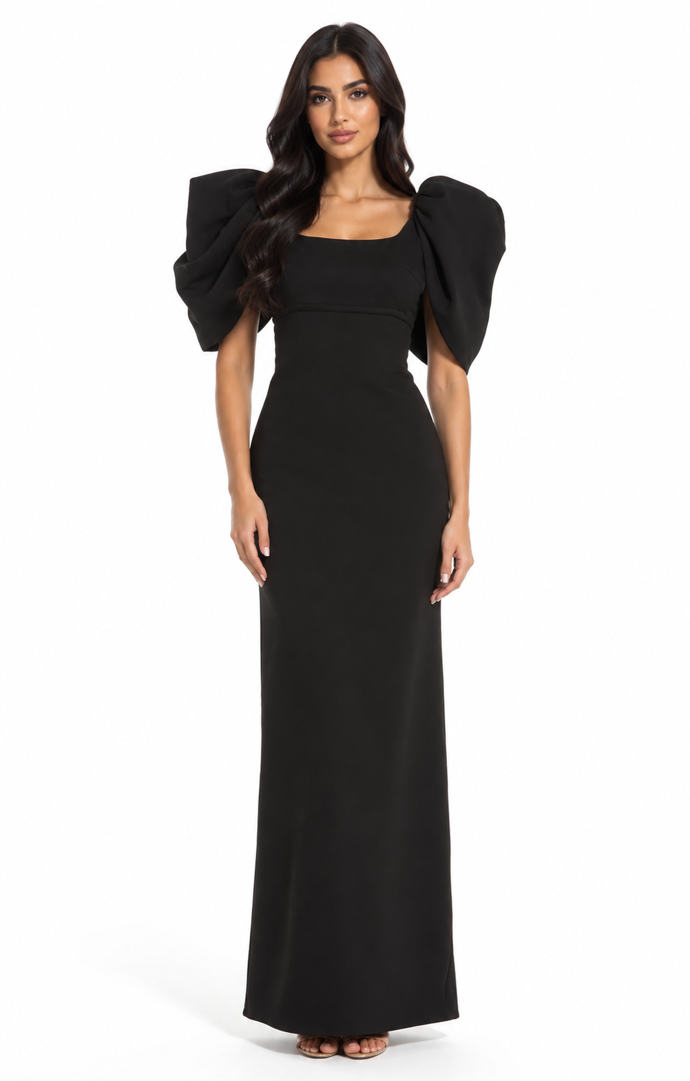 Sculptural Puff Sleeve Gown - Noir