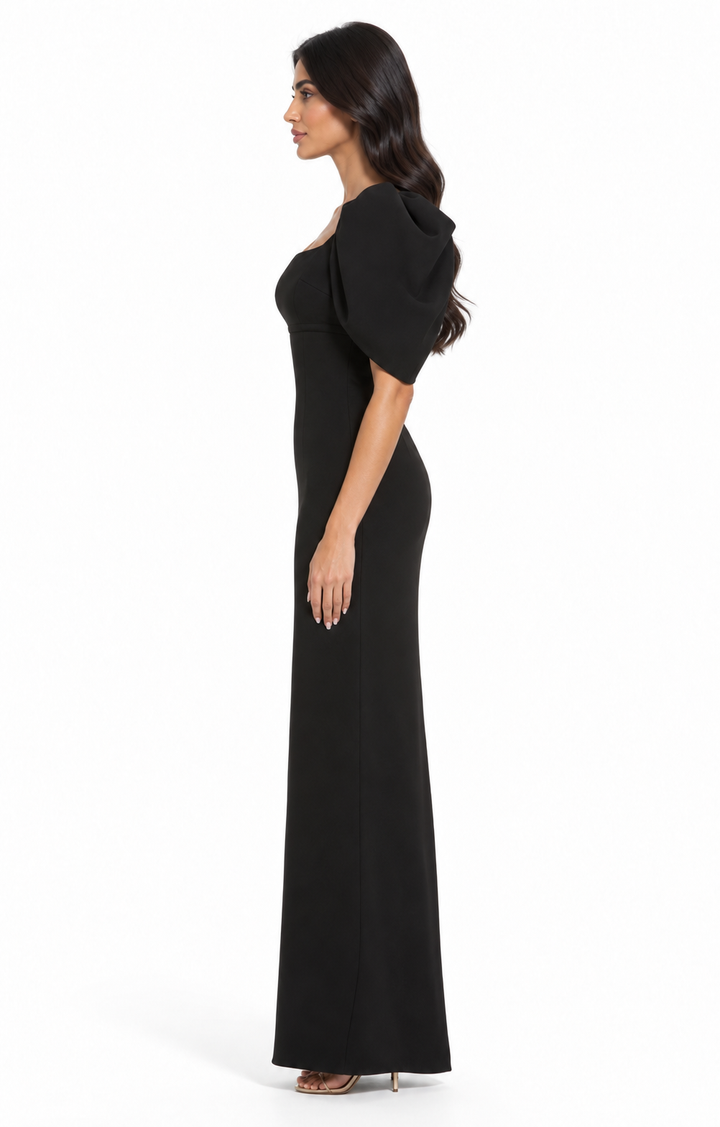 Sculptural Puff Sleeve Gown - Noir