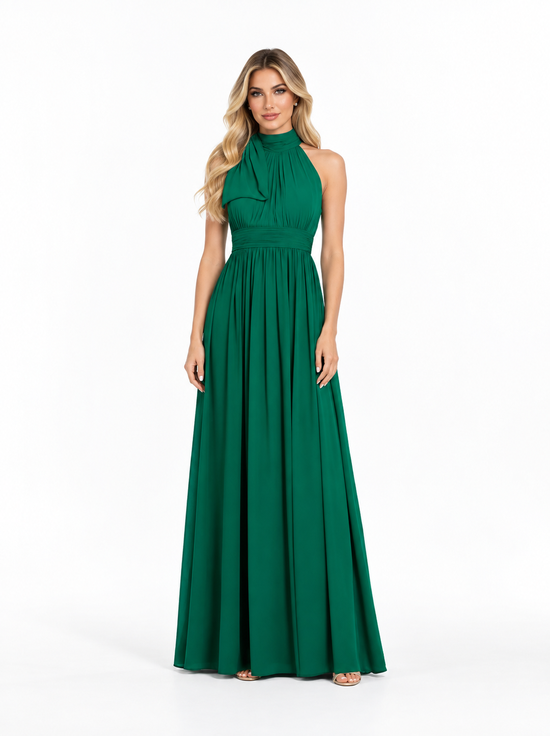 Halter Neck Maxi Gown - Emerald