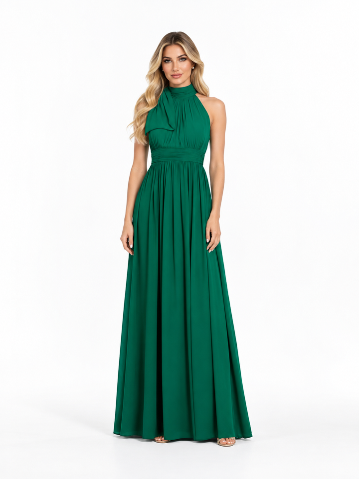 Halter Neck Maxi Gown - Emerald