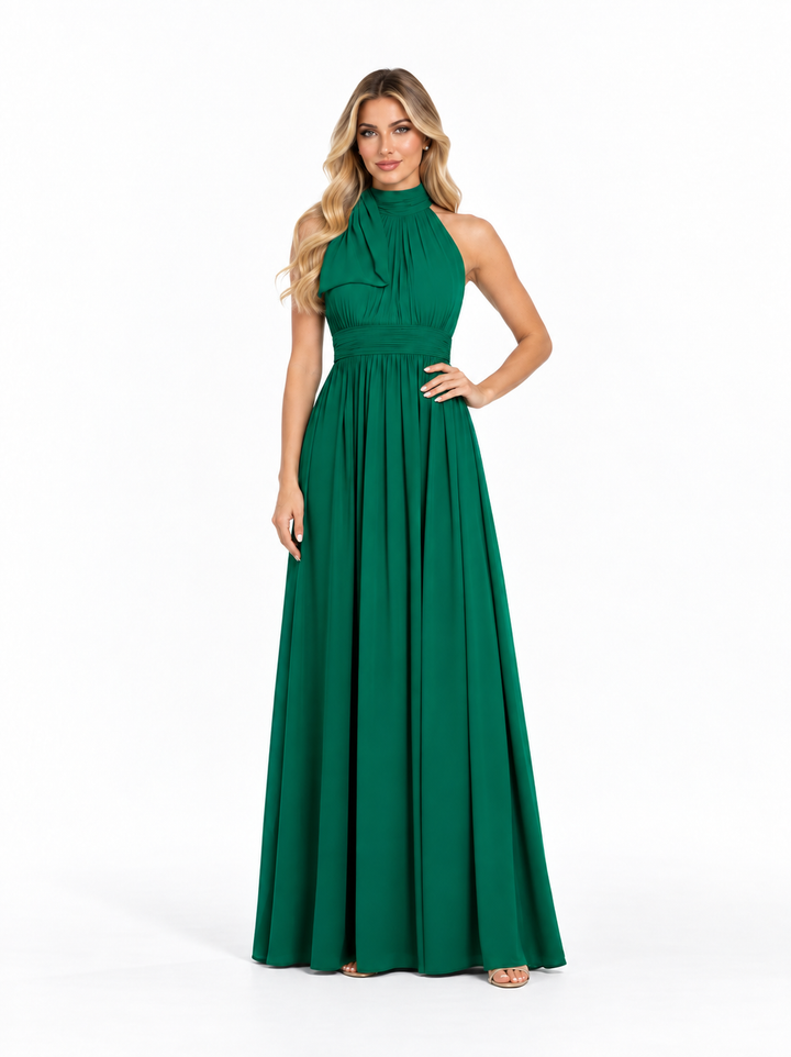 Halter Neck Maxi Gown - Emerald