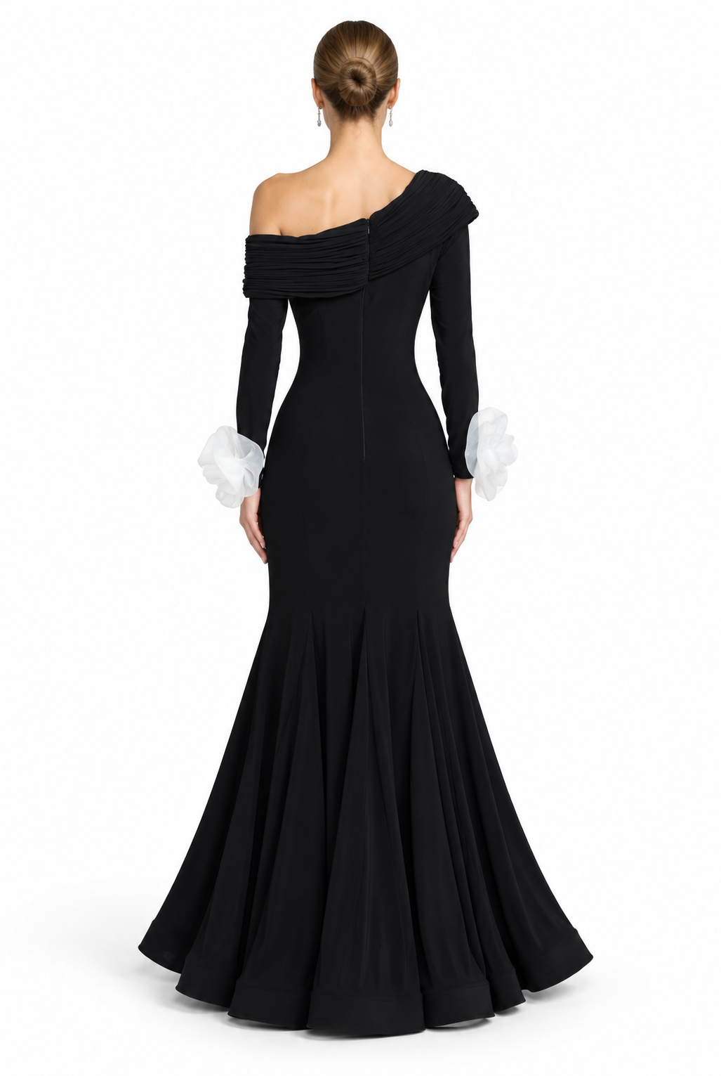 Off-Shoulder Floral Cuff Gown - Elara