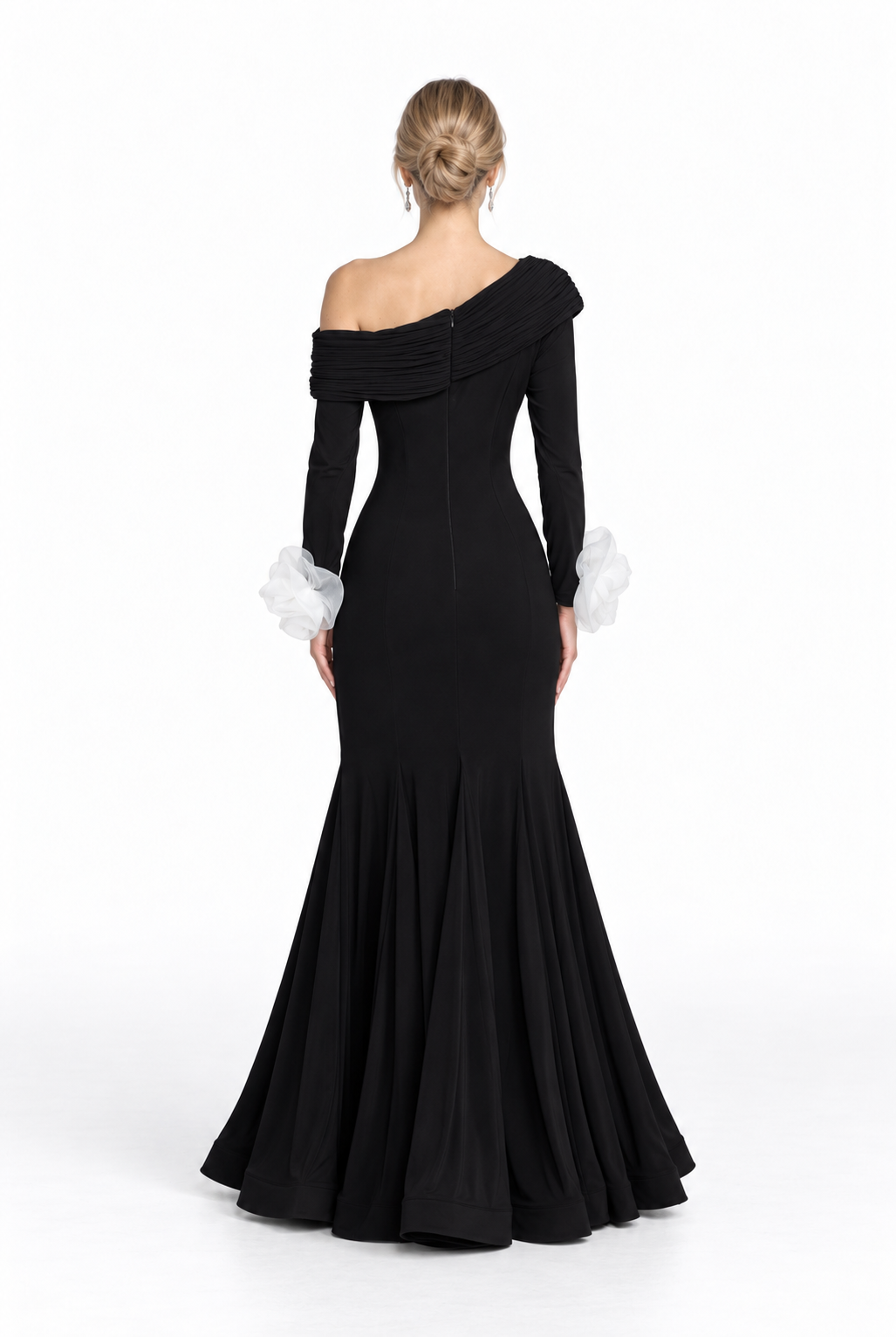 Off-Shoulder Floral Cuff Gown - Elara