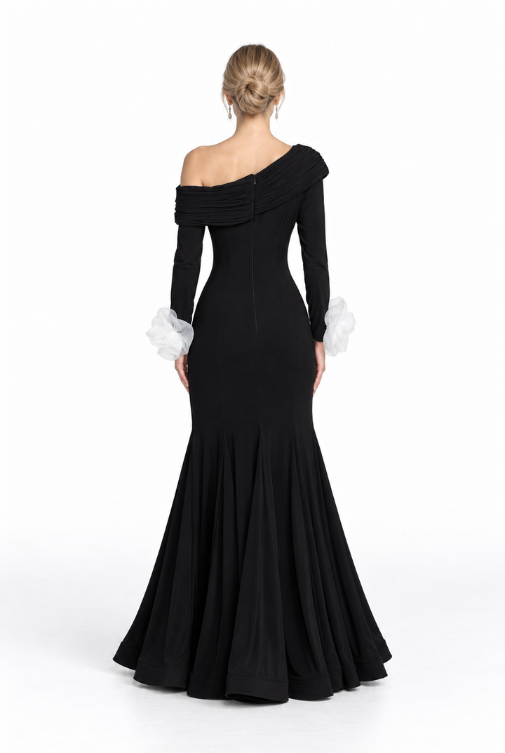 Off-Shoulder Floral Cuff Gown - Elara
