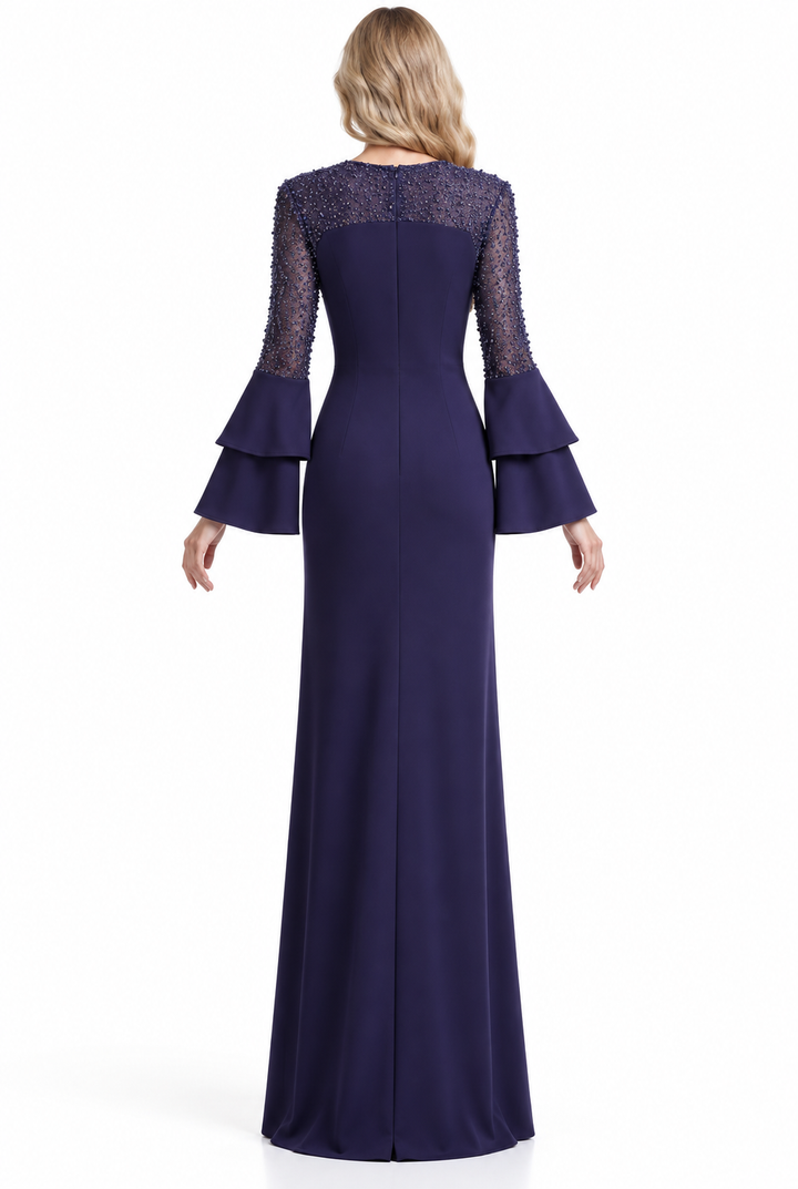Embellished Bell Sleeve Gown - Amethyst