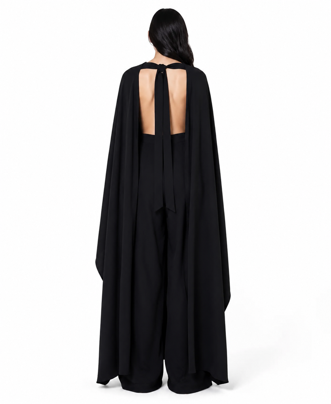 Cape Overlay Wide-Leg Jumpsuit – NOIRA