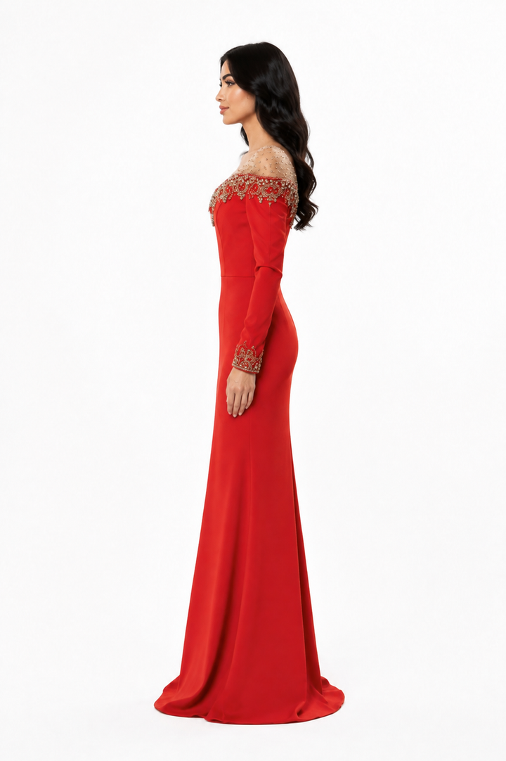 Embellished Off-Shoulder Mermaid Maxi Dress – RUBELLA