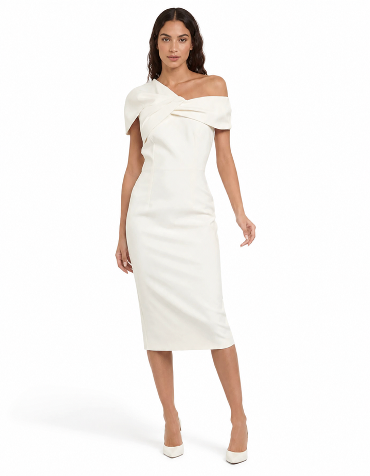 Asymmetric Draped Midi Dress – IVELLE