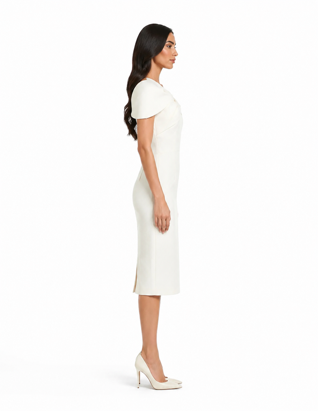 Asymmetric Draped Midi Dress – IVELLE