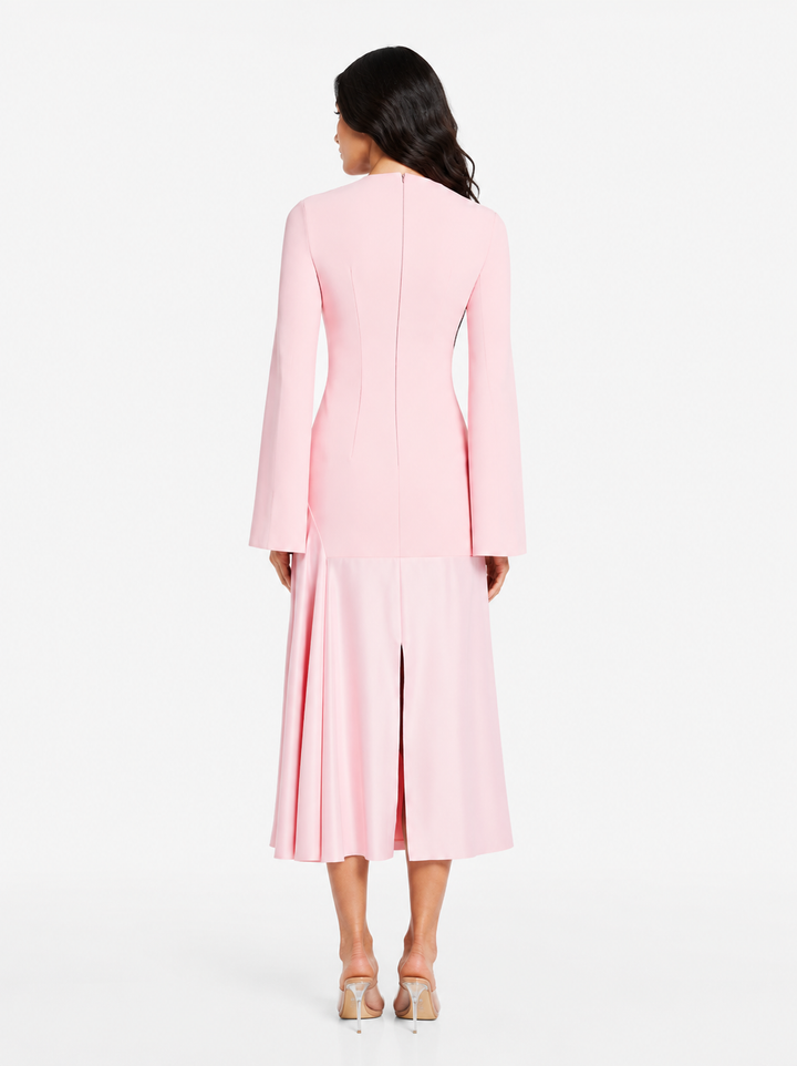 Long Sleeve Asymmetric Midi Dress – BLUSHIA