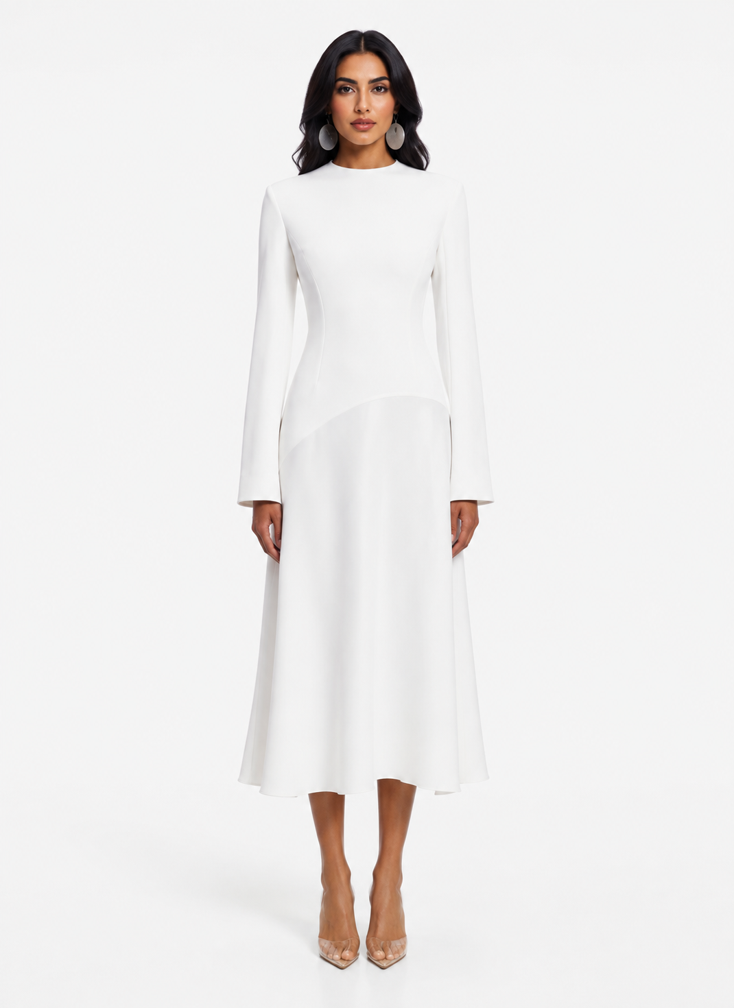 Long Sleeve Asymmetric Midi Dress – BLUSHIA