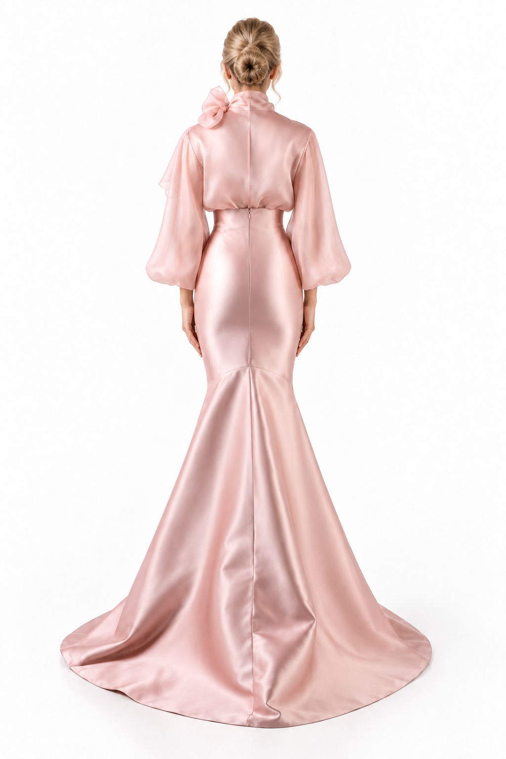 Floral Lace Mermaid Gown - Blush