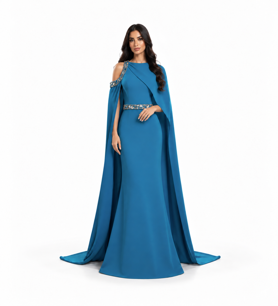 Crystal Cape Gown - Azure