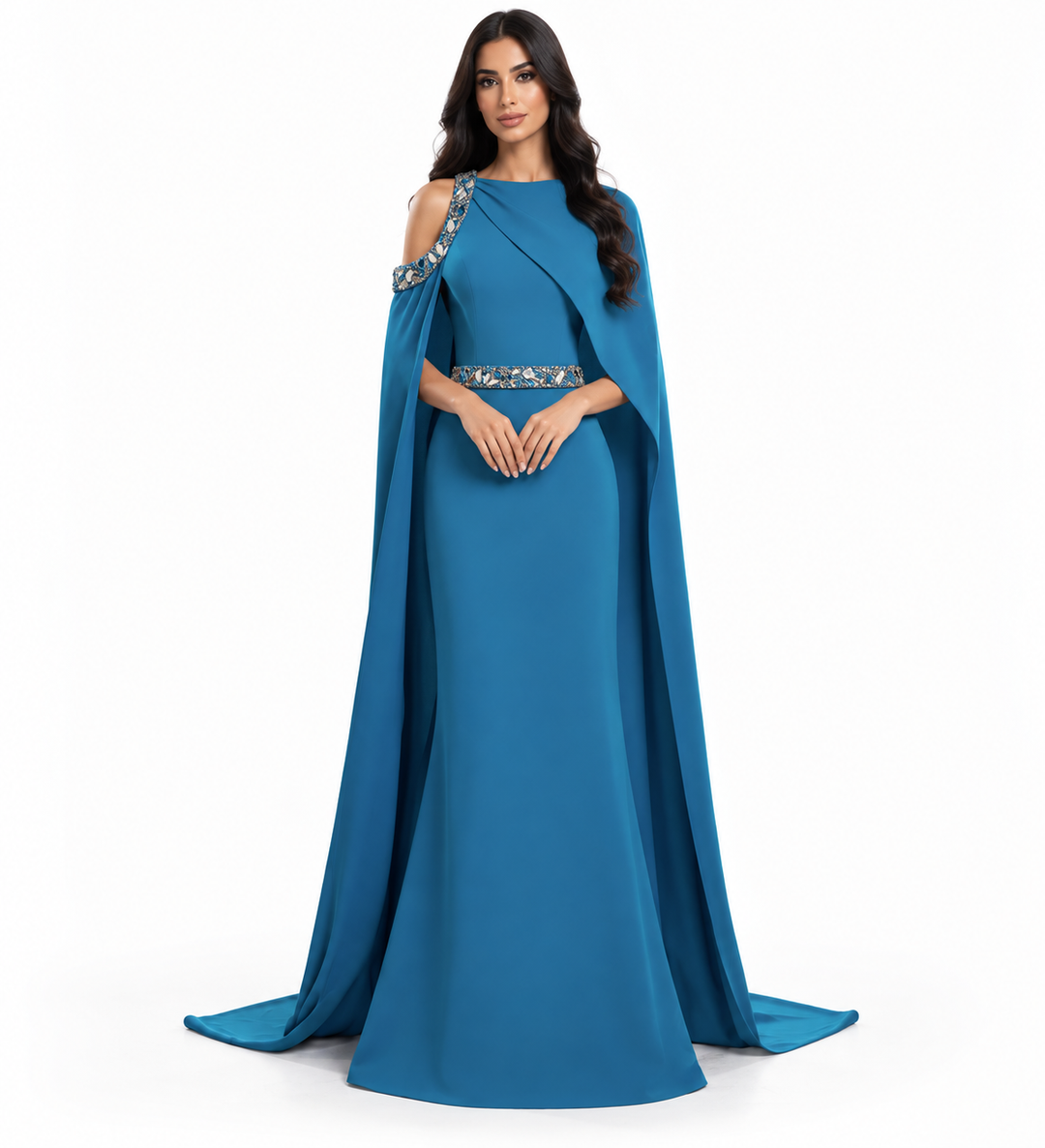 Crystal Cape Gown - Azure
