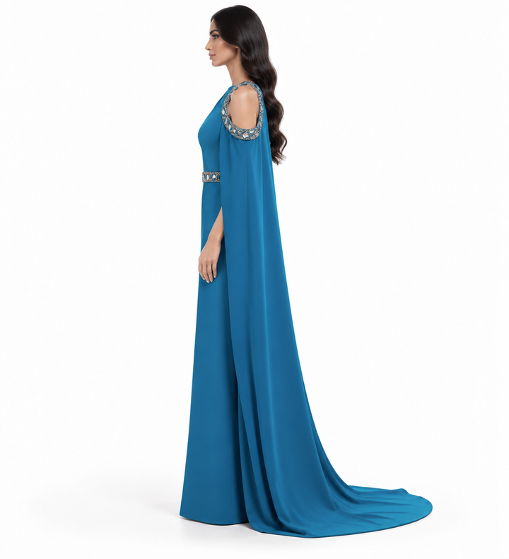 Crystal Cape Gown - Azure