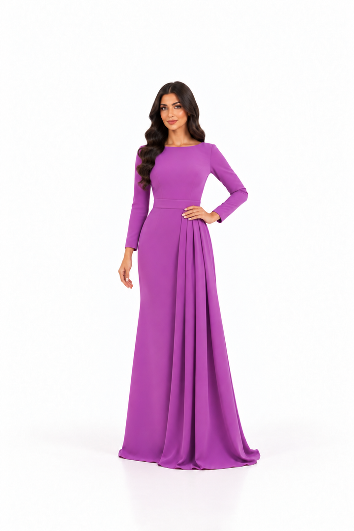 Draped Column Gown - Orchid